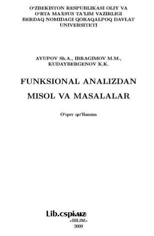 Funksional analizdan misol va masalalar