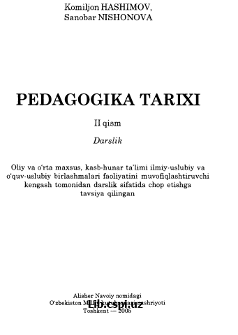 Pedagogika tarixi II-qism.