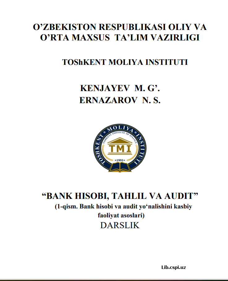 “Bank hisobi, tahlil va audit.