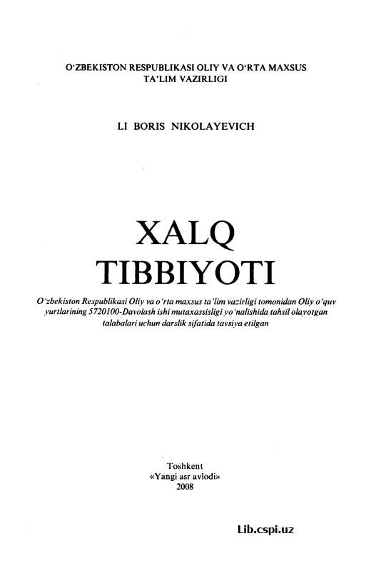XALQ TIBBIYOTI