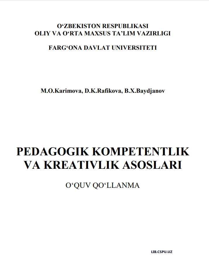 PEDAGOGIK KOMPETENTLIK  VA KREATIVLIK ASOSLARI
