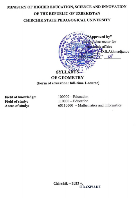 sillabus of geometry