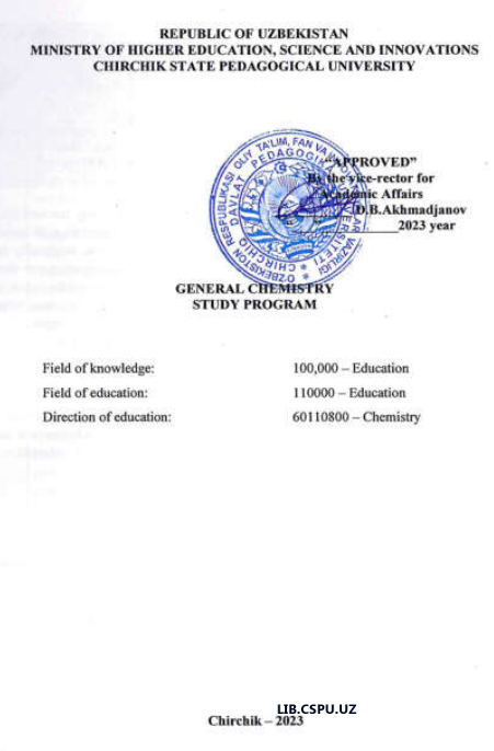General chemistry study program