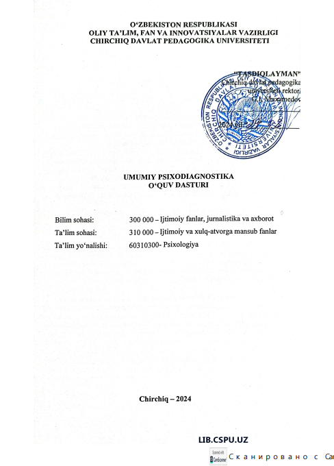 UMUMIY PSIXODIAGNOSTIKA