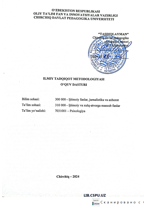 ILMIY TADQIQOT METODOLOGIYASI
