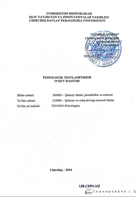 PSOXOLOGIK TESTLANTIRISH