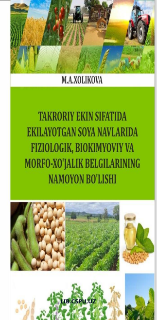 TAKRORIY EKIN SIFATIDA  EKILAYOTGAN SOYA NAVLARIDA  FIZIOLOGIK, BIOKIMYOVIY VA  MORFO-XO‘JALIK BELGILARINING  NAMOYON BO‘LISHI