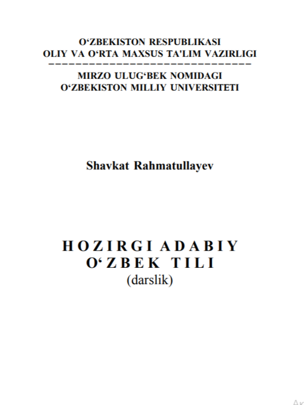 Hozirgi o'zbek adabiy tili
