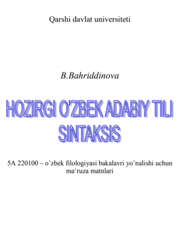 Hozirgi o'zbek adabiy tili sintaksis