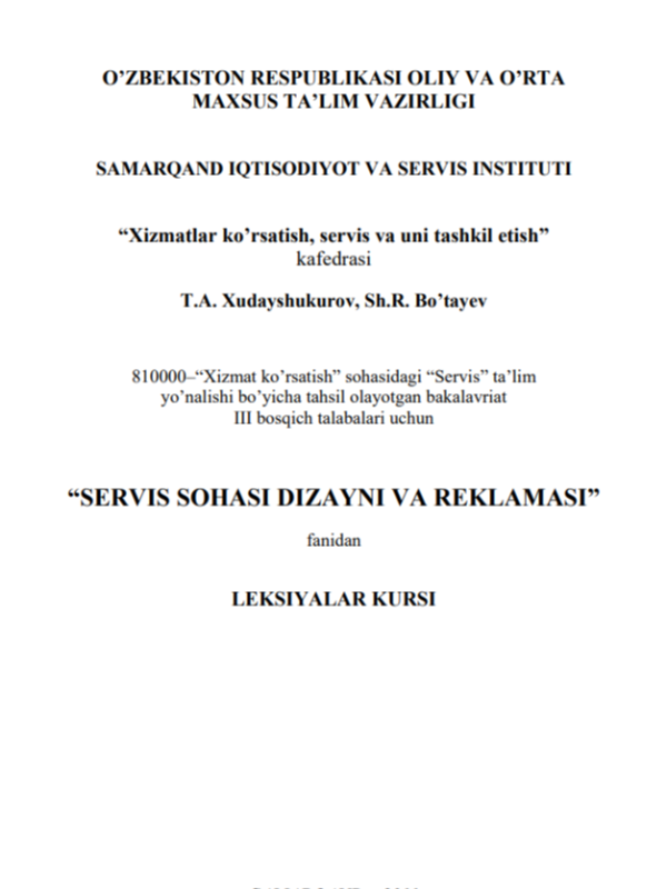 Servis sohasi dizayni va reklamasi