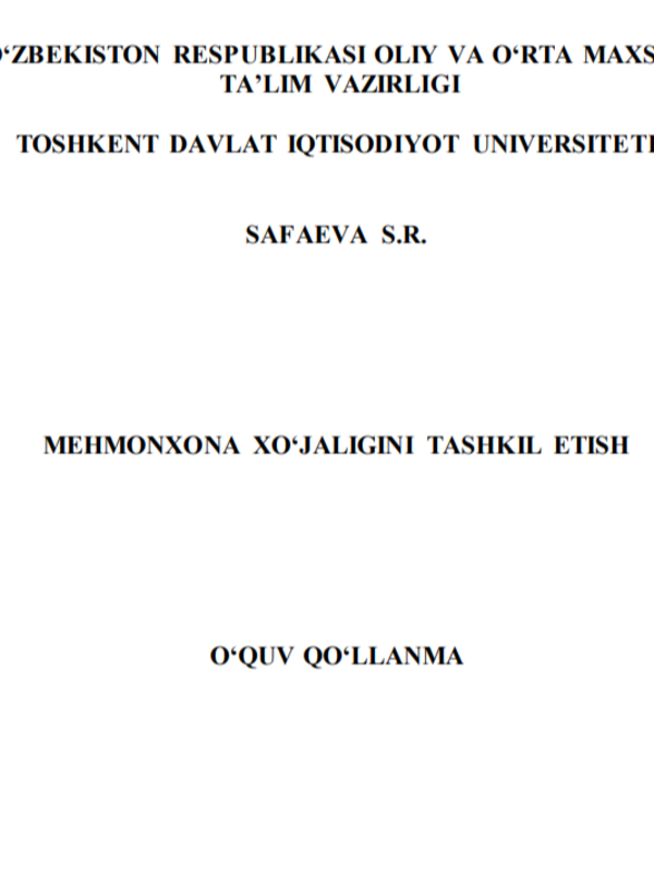 Mеhmonxona xo‘jaligini tashkil qilish