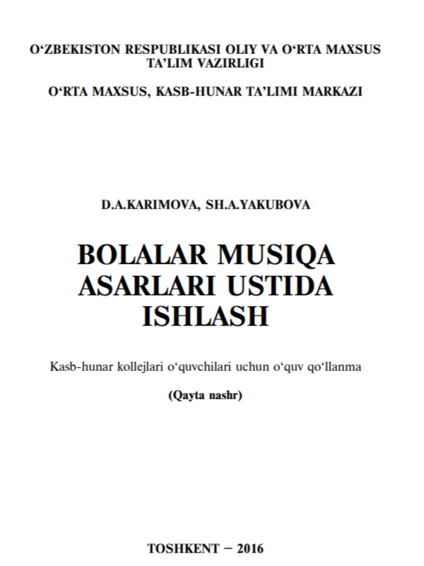 Bolalar musiqa asarlari ustida ishlash