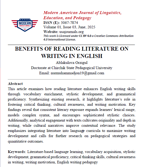 Benefits of reading literature on writing in inglish