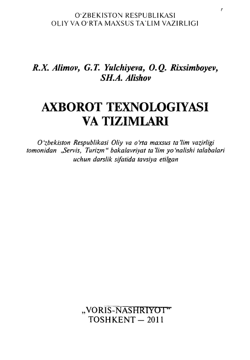 Axborot texnologiyalar va tizimlari