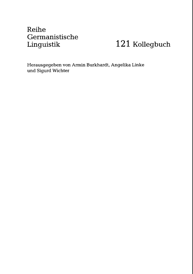 Reihe Germanistische Linguistik