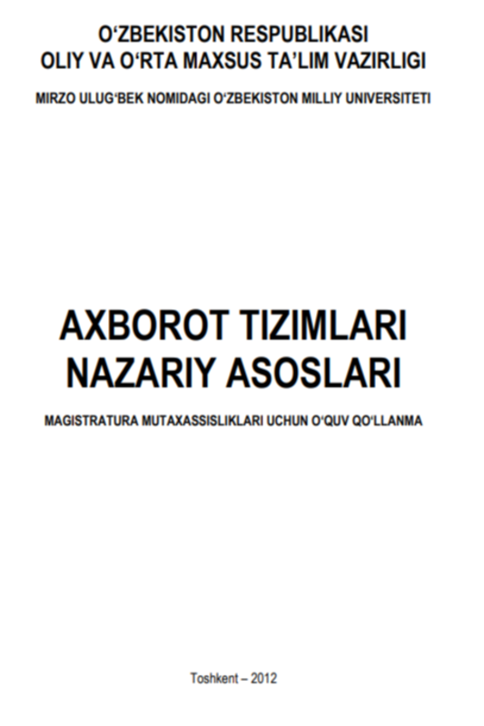 Axborot tizimlari nazariy asoslari