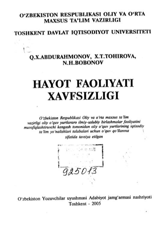 Hayot faoliyati xavfsizligi