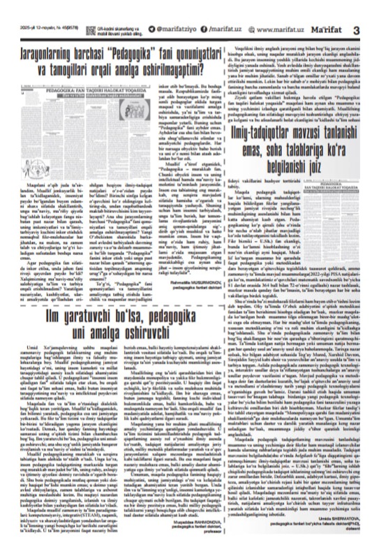 Ilmiy-tadqiqotlar mavzusi tanlanishi emas, soha talablariga ko'ra belgilanishi joiz