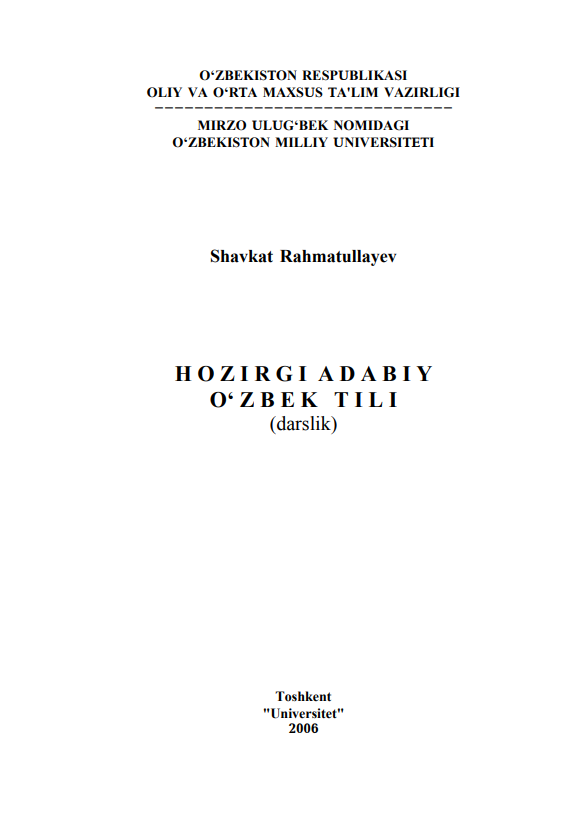 Hozirgi adabiy o'zbek tili