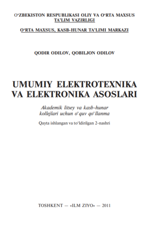 Umumiy elektrotexnika va elektronika asoslari