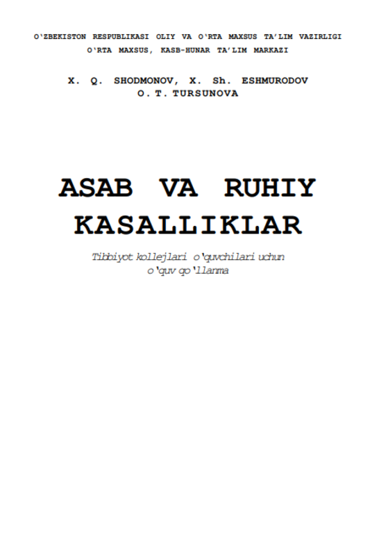 Asab va ruhiy kasalliklar