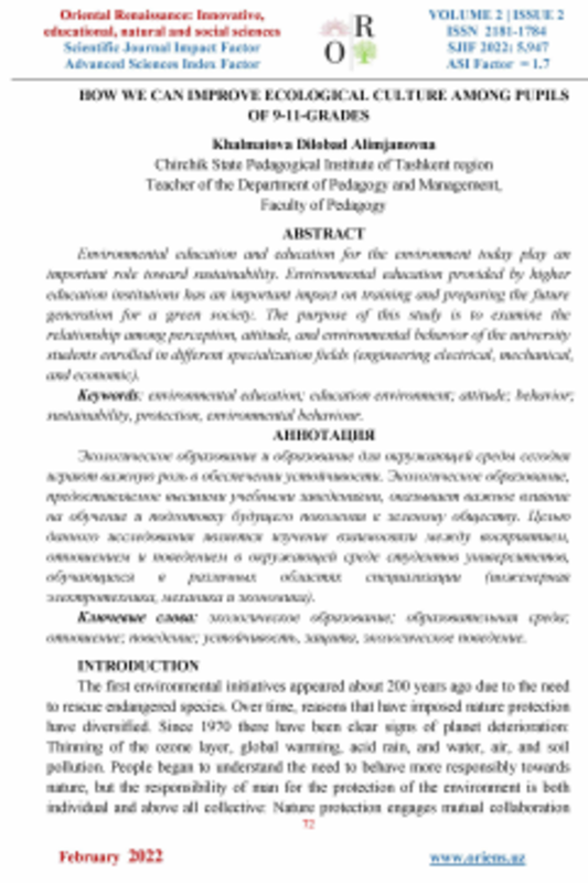 How we can improve ecological culture among pupils