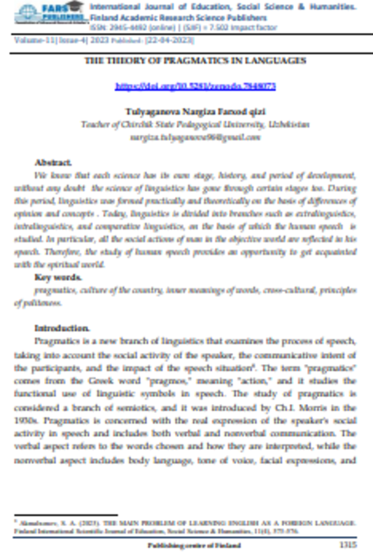 The theory of pragmatics in languages