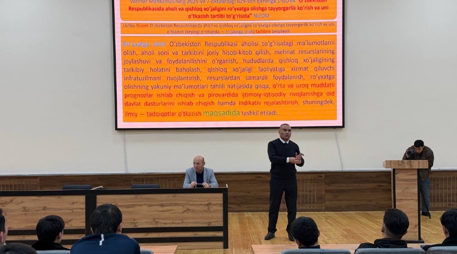 Toshkent viloyati Statistika boshqarmasi tomonidan Chirchiq davlat pedagogika universiteti Jismoniy madaniyat fakulteti talabalari uchun davra suhbati o‘tkazildi.