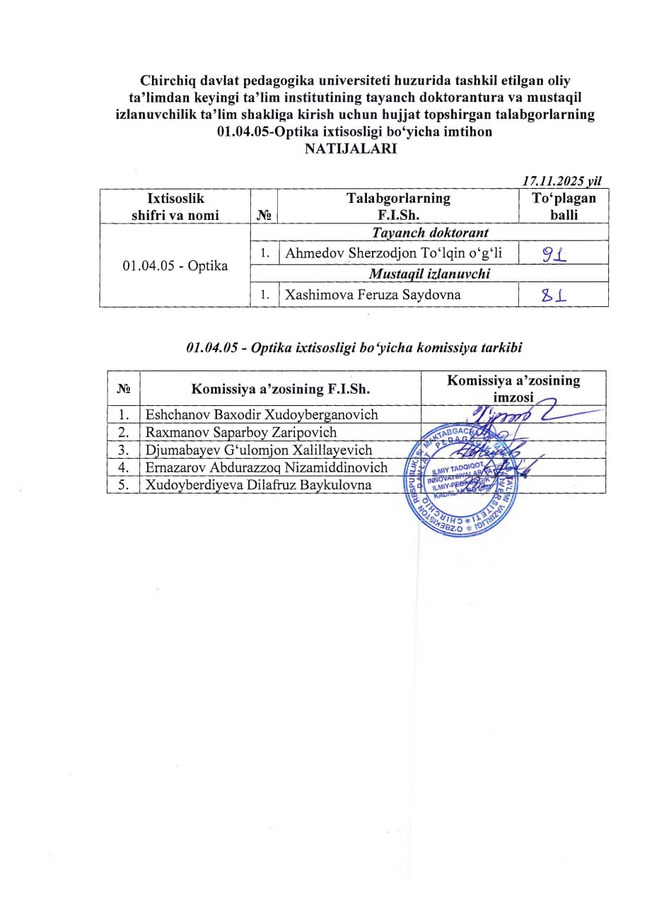 Imtihon natijalari Gallery Image