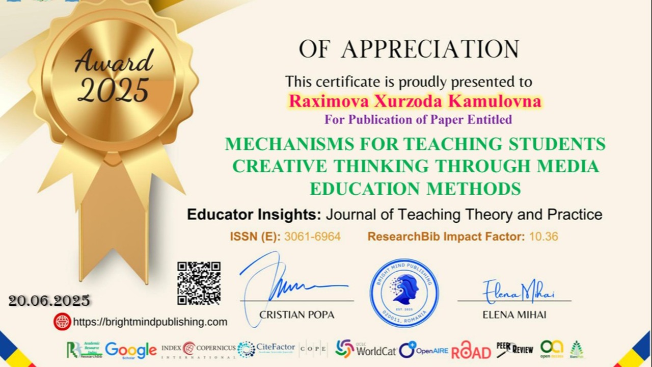 MECHANISMS FOR TEACHING STUDENTS CREATIVE THINKING THROUGH MEDIA EDUCATION METHODS
