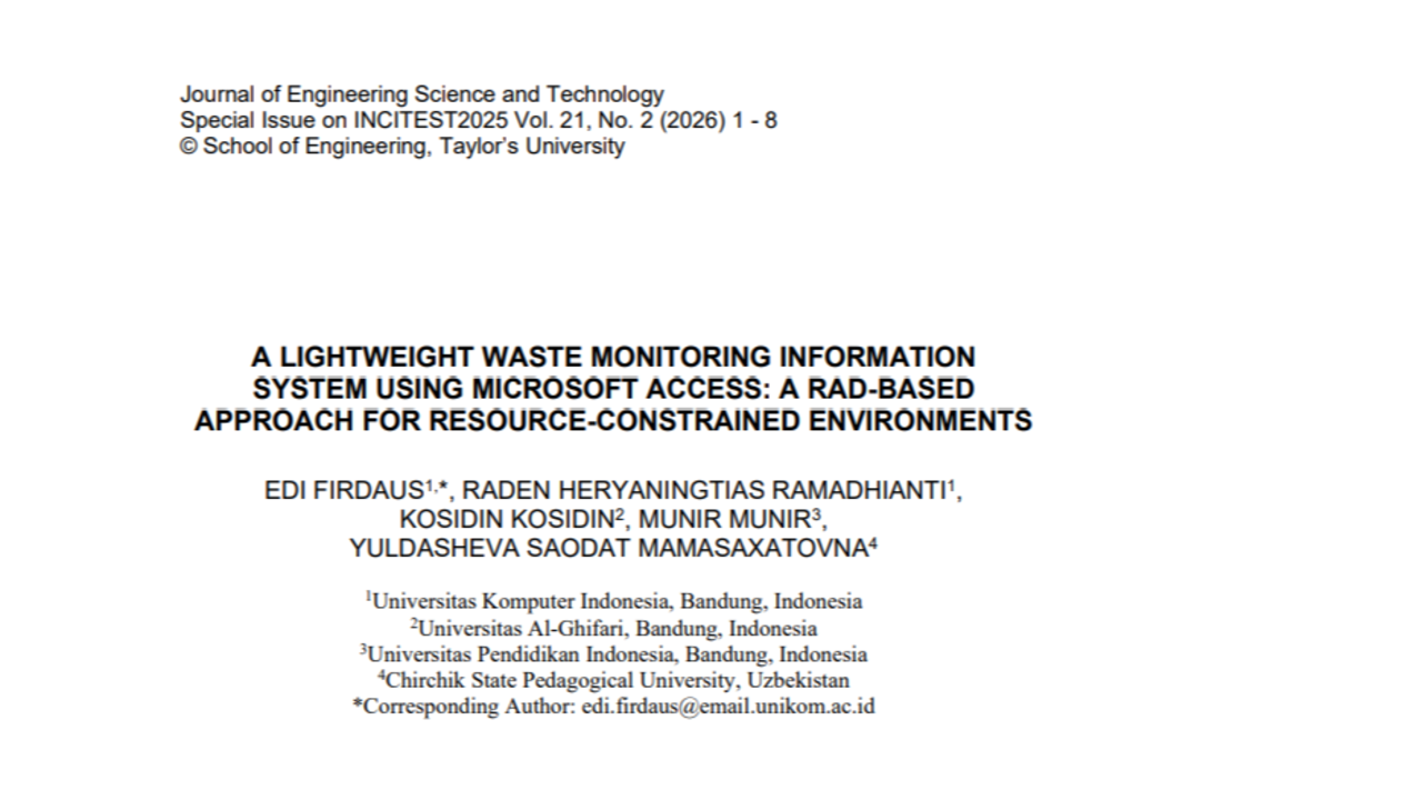 A LIGHTWEIGHT WASTE MONITORING INFORMATION SYSTEM USING MICROSOFT ACCESS: A RAD-BASED APPROACH FOR RESOURCE-CONSTRAINED ENVIRONMENTS