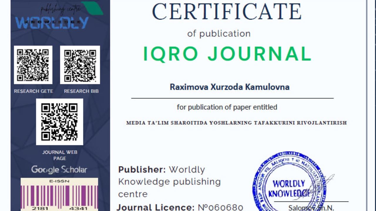 MEDIА TА’LIM SHАRОITIDА YОSHLАRNING TАFАKKURINI RIVОJLАNTIRISH